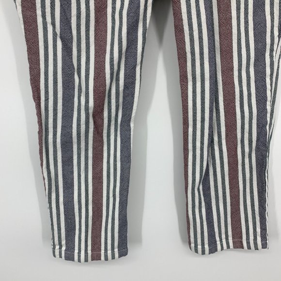 Free People Pants Stripe Mod Linen Blend Skinny Ankle Crop - Picture 11 of 12